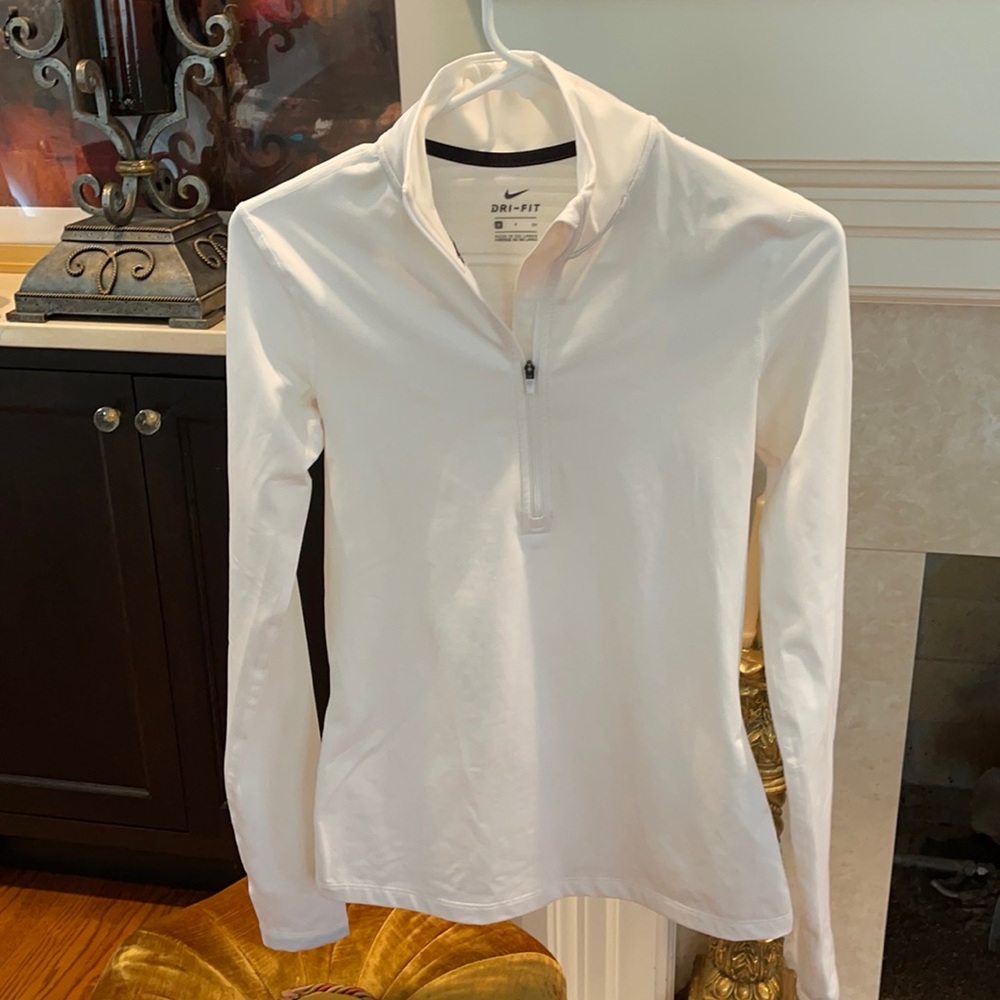 Nike white dry fit small pull over zip up